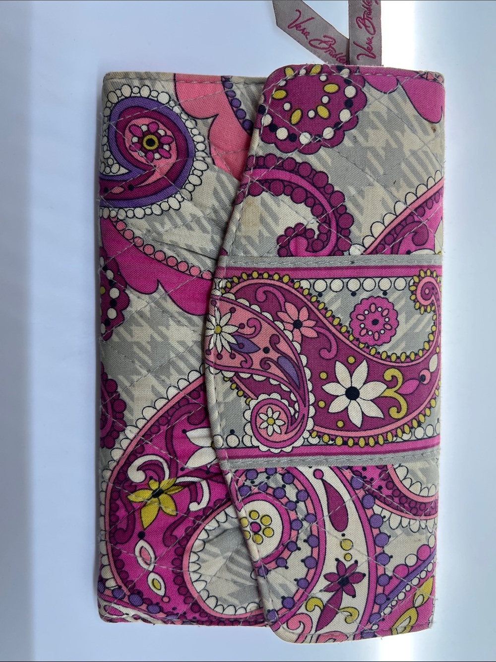 Vera Bradley Pink Plaid and  Paisley Quilted Fabric Wallet